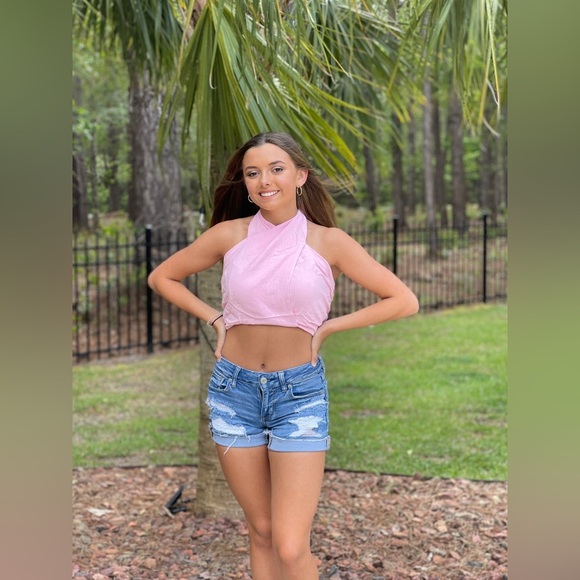 Entro Barbie style crop top with tie and open back NWT - Picture 1 of 7